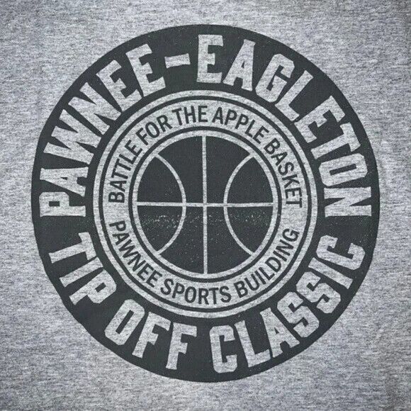 Parks & Recreation Pawnee Eagleton Tip Off Grey T-Shirt Unisex Medium New - Picture 1 of 4